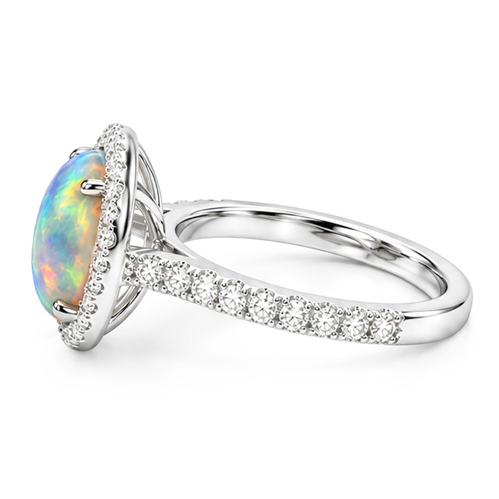 Natural Opal Ring 11.20ct - White Gold 14K