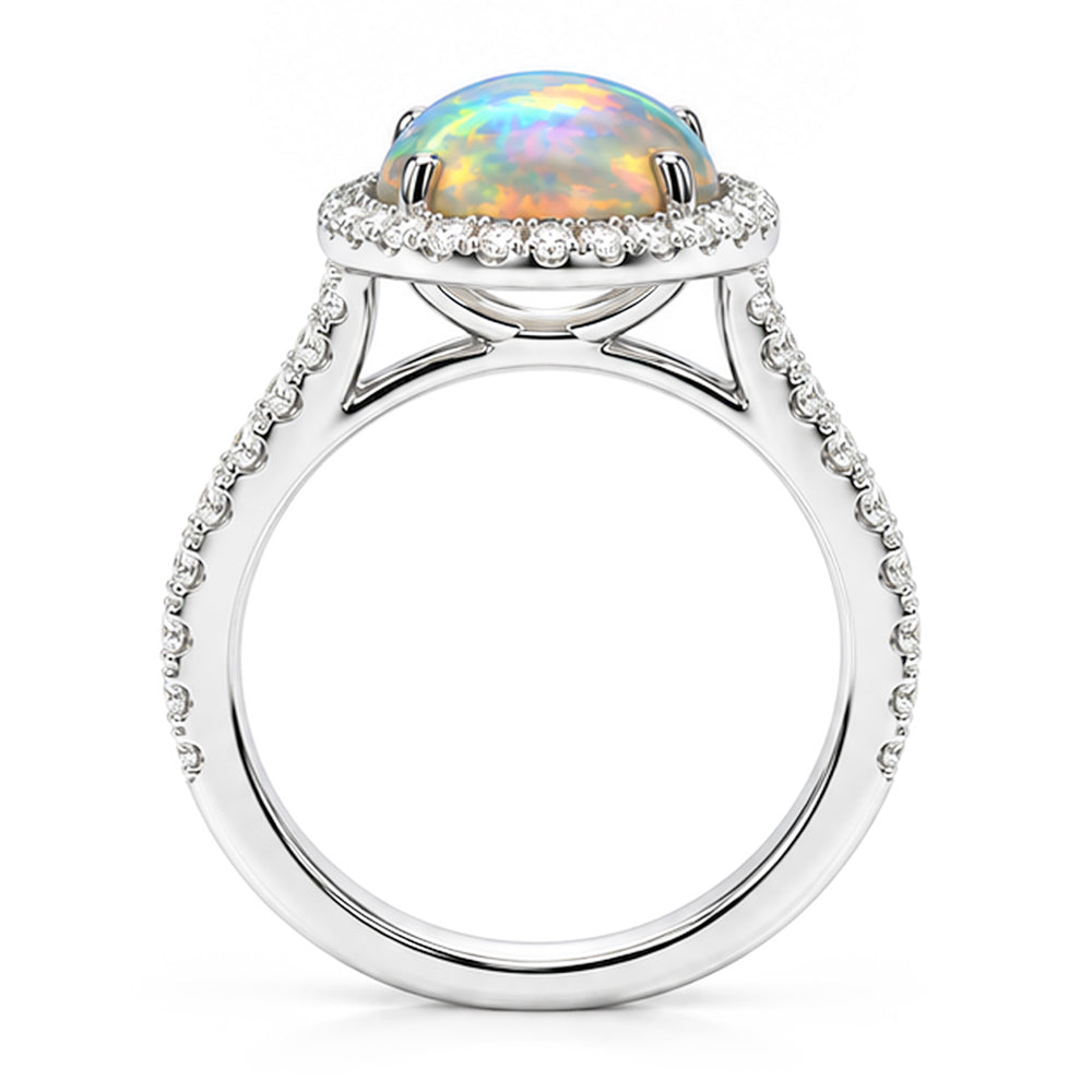 Natural Opal Ring 11.20ct - White Gold 14K