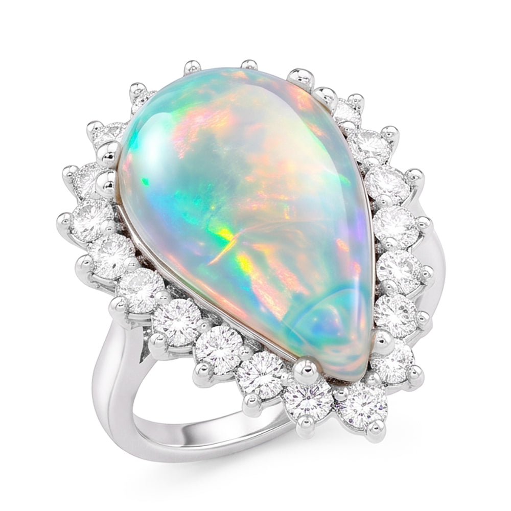 Natural Opal Ring 14.25ct - White Gold 14K