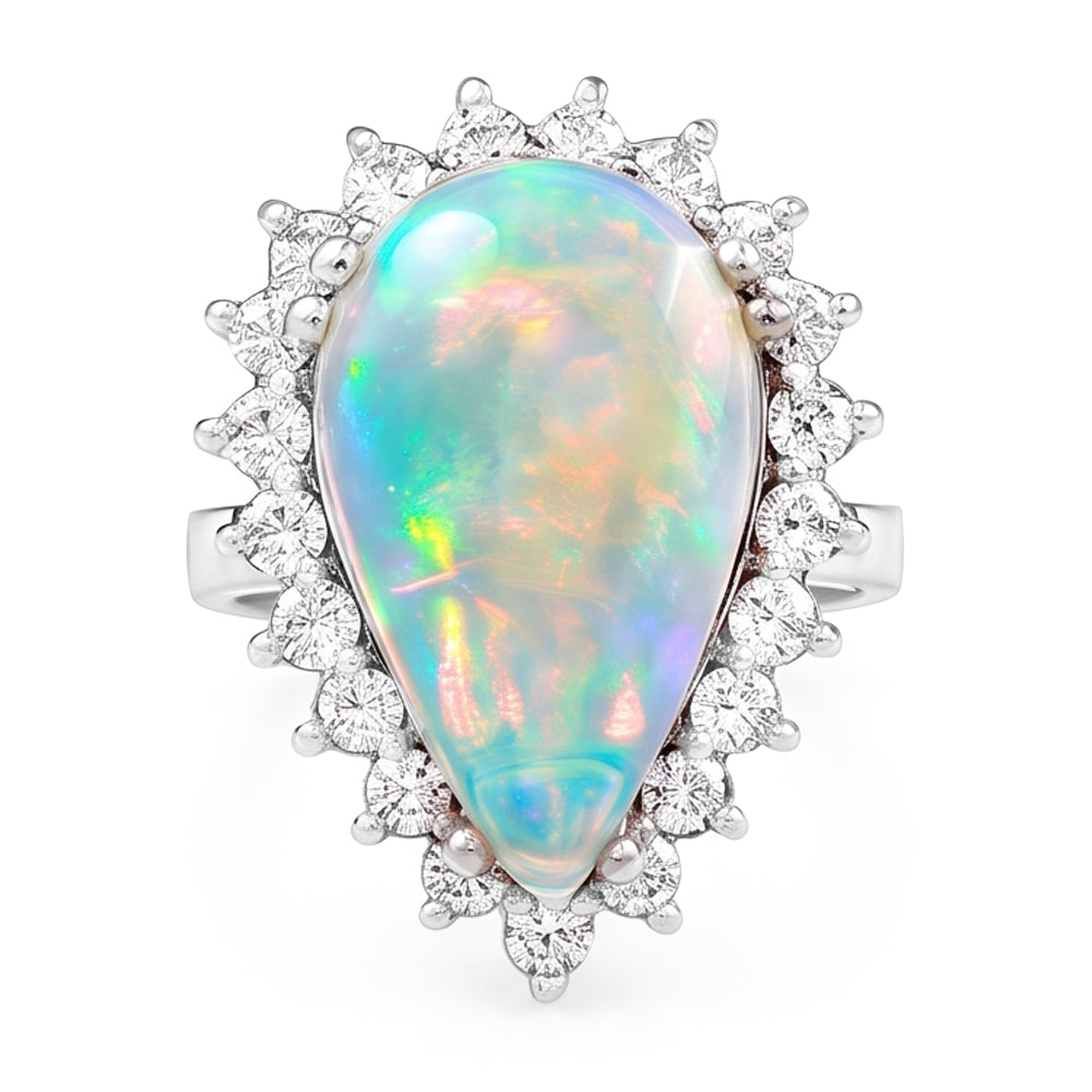 Natural Opal Ring 14.25ct - White Gold 14K