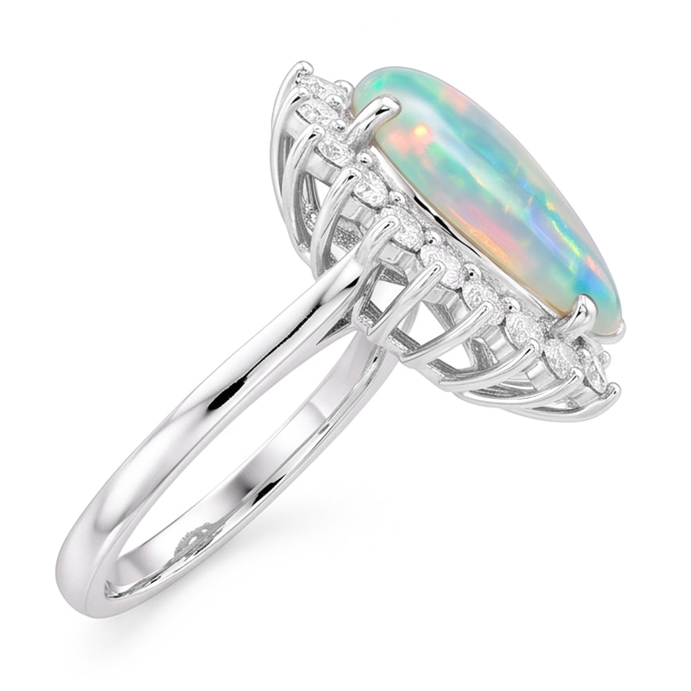 Natural Opal Ring 14.25ct - White Gold 14K