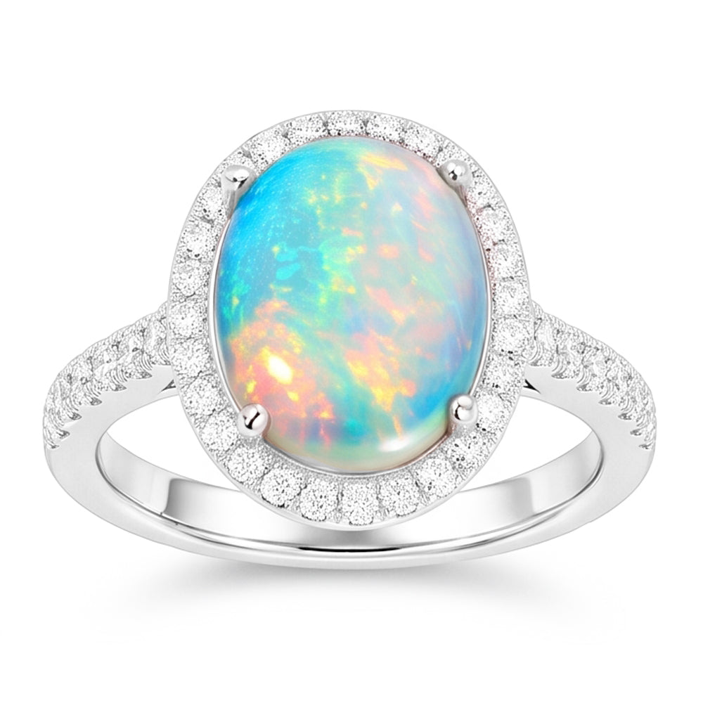 Natural Opal Ring 9.40ct - White Gold 14K
