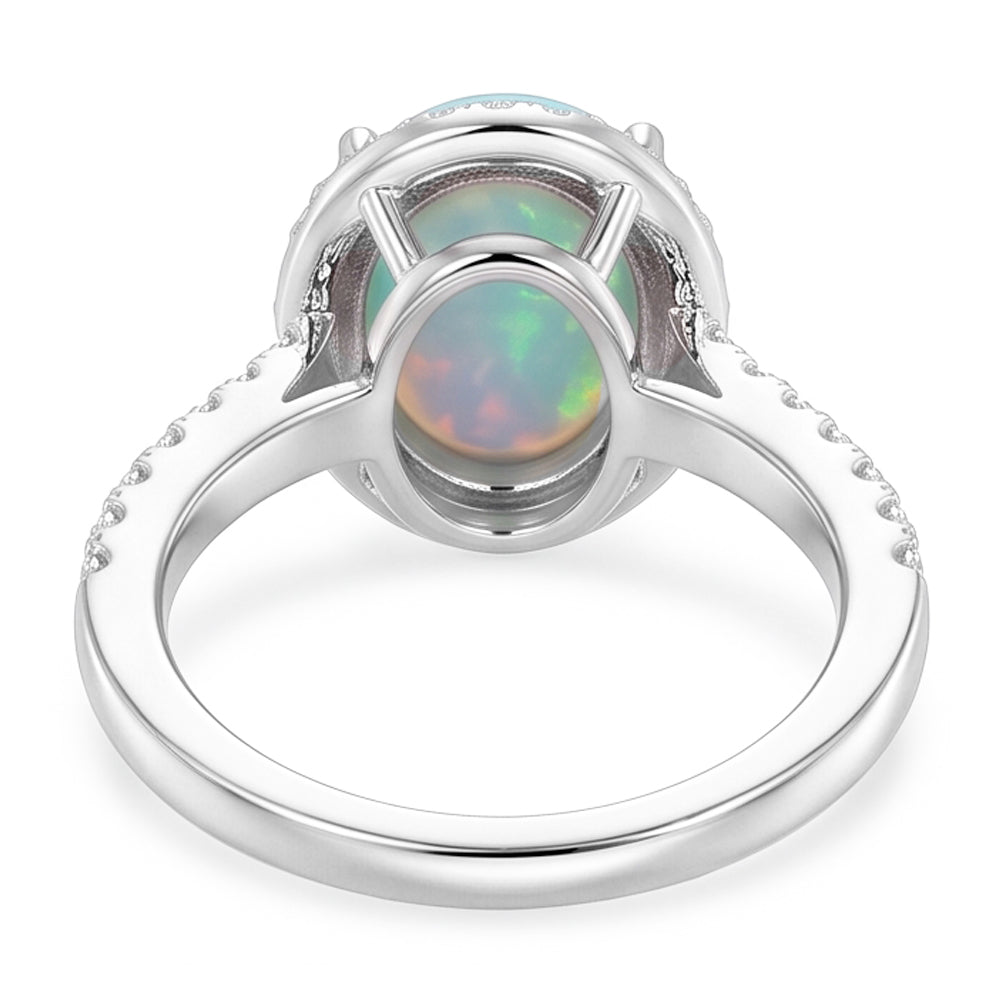 Natural Opal Ring 9.40ct - White Gold 14K