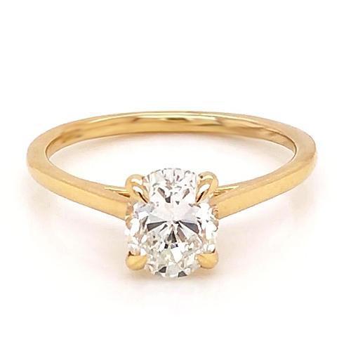 Natural Oval Diamond Solitaire Ring 1 Carat Yellow Gold Jewelry New