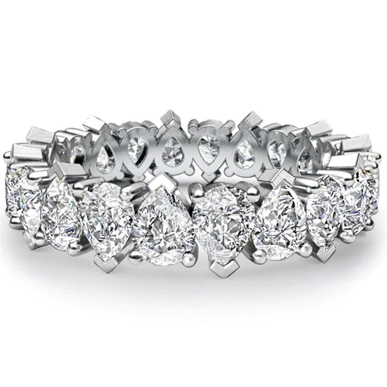 Natural Pear Cut Diamond Eternity Wedding Band 11 Carats White Gold 14K