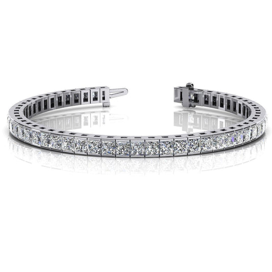 Natural Princess Diamond Tennis Bracelet White Gold 14K Jewelry 11.20 Carats