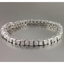 Natural Princess Round Diamond Tennis Bracelet 7.20 Carats White Gold 14K