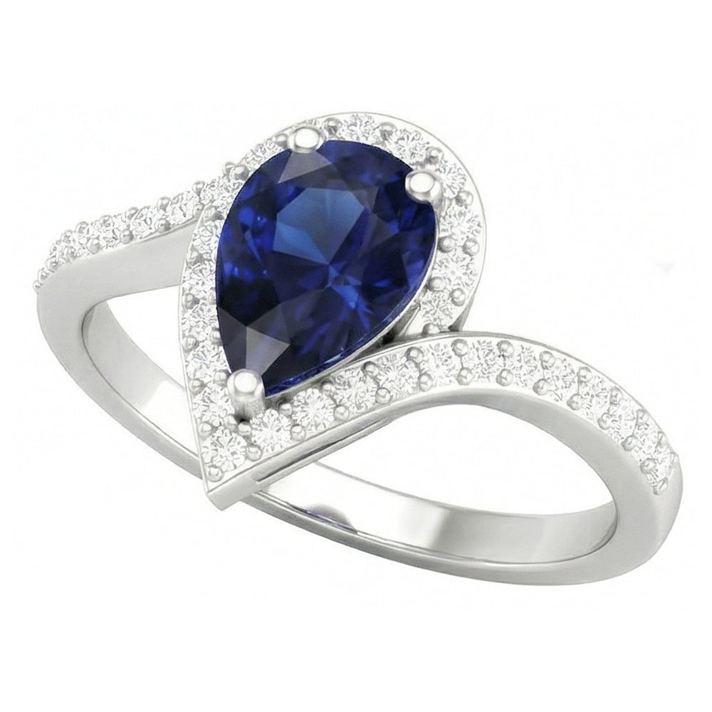 Earth-Mined Royal Blue Sapphire Gemstone Ring – front view