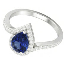 Royal Blue Sapphire Gemstone Ring 3-ct 14K White Gold – angle view