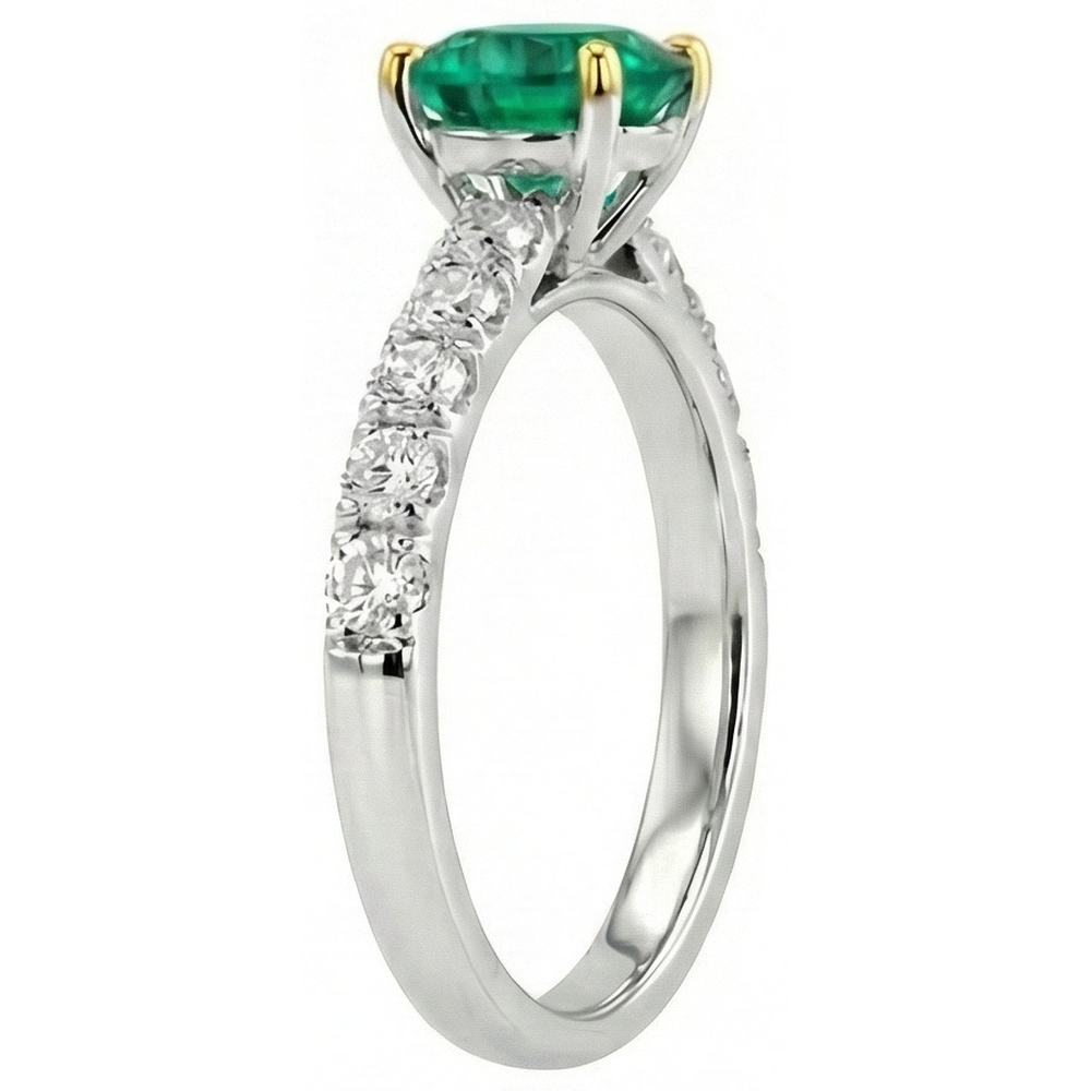 Colombian Emerald Gemstone Ring 2-ct Two-Tone 14K Gold – top view