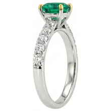 Colombian Emerald Gemstone Ring 2-ct Two-Tone 14K Gold – top view