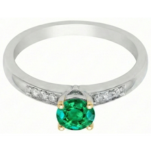 Emerald Colored Stone Ring 1.50-ct 14K Two Tone Gold – angle view
