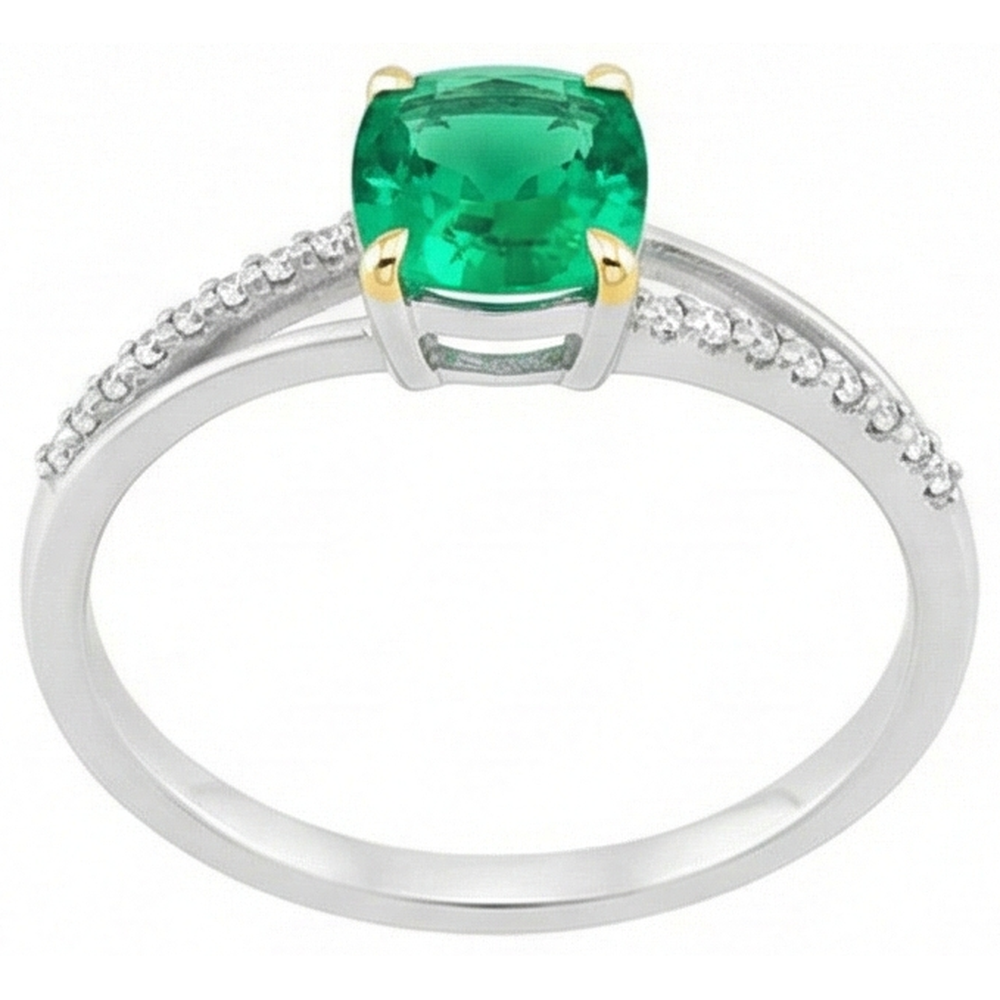 Earth-Mined Emerald Precious Stone Ring – top view