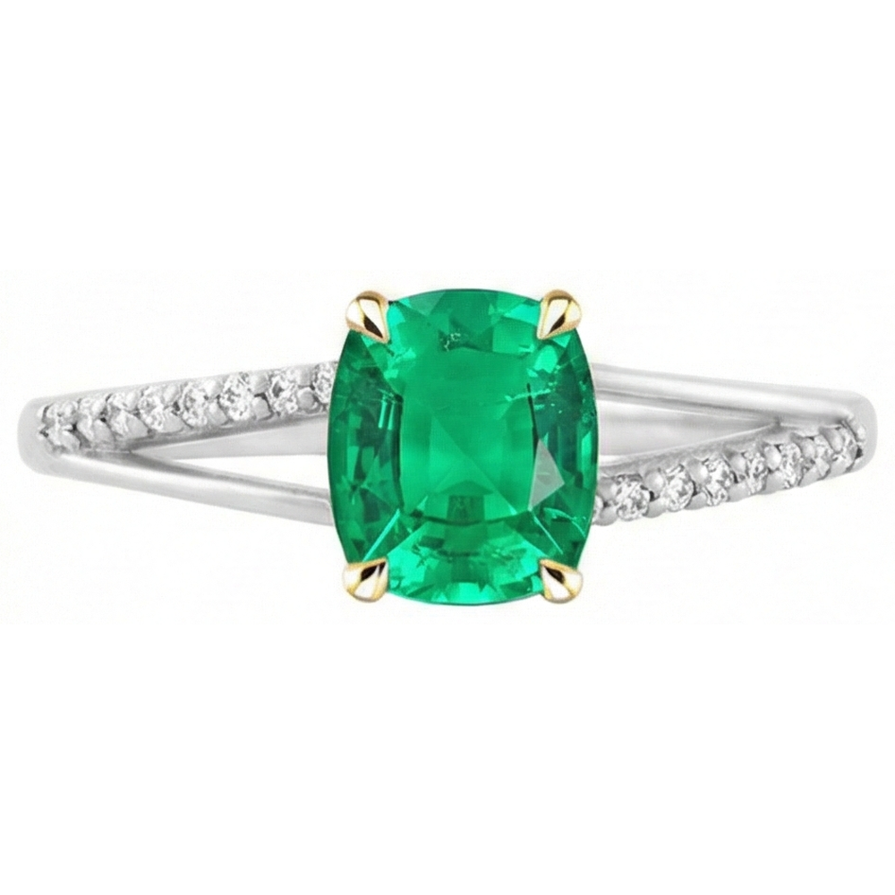 High-End Emerald Precious Stone Ring 2 ct – profile view