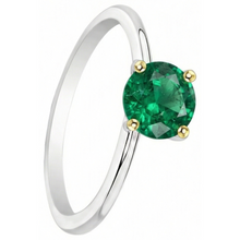 Gemstone Ring Two-Tone 14K Gold with Colombian Emerald – angle view