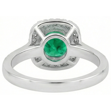 Genuine Emerald Colored Stone Ring 2 ct 14 Karat Two Tone Gold – top view