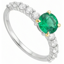 Earth-Mined Emerald Colored Stone Ring 2 ct 14K Two Tone Gold – top view