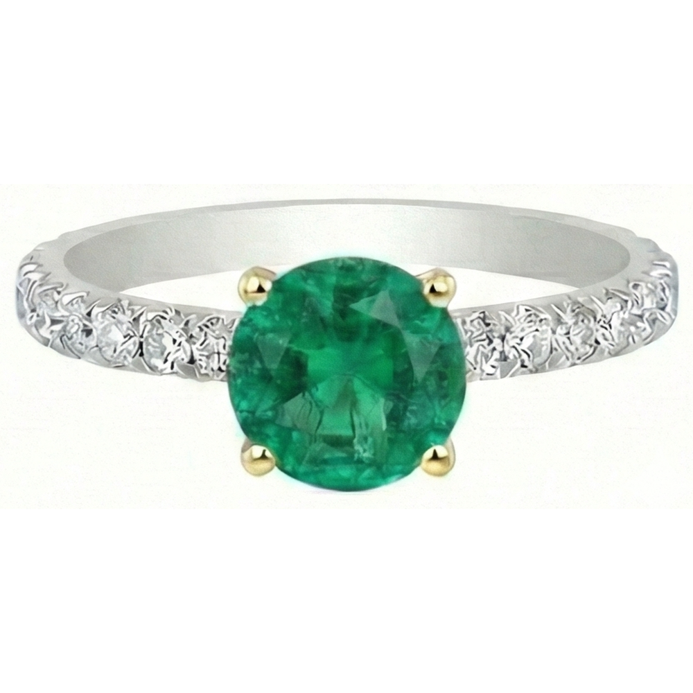 Authentic Fine Emerald Colored Stone Ring – side view