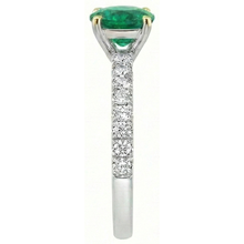 Round Brilliant Fine Emerald ring in Two-Tone 14K Gold – back view