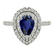 Royal Blue Sapphire Gemstone Ring 3.50-ct 14 Karat White Gold – front view