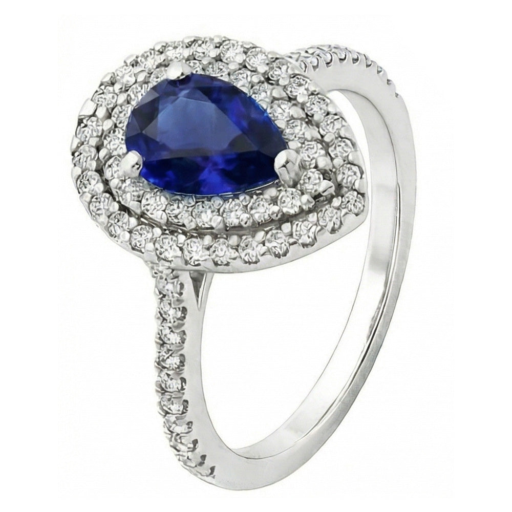 Genuine Royal Blue Sapphire Gemstone Ring – angle view