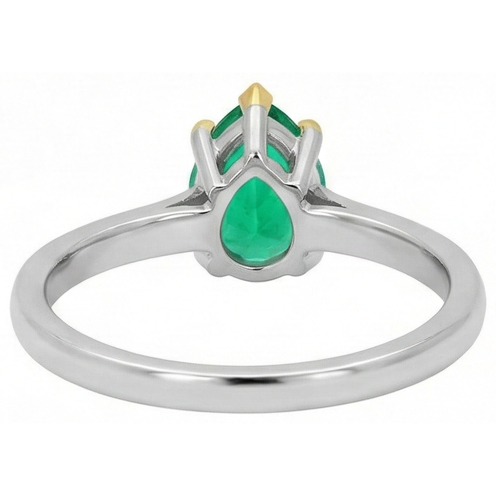 Genuine Emerald Colored Stone Ring – top view