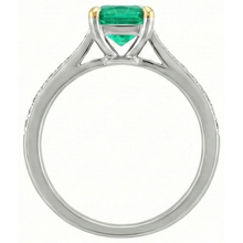 Precious Stone Ring 14K Two Tone Gold with Colombian Emerald – detail view