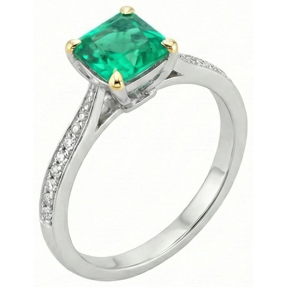 Real Colombian Emerald Precious Stone Ring – back view