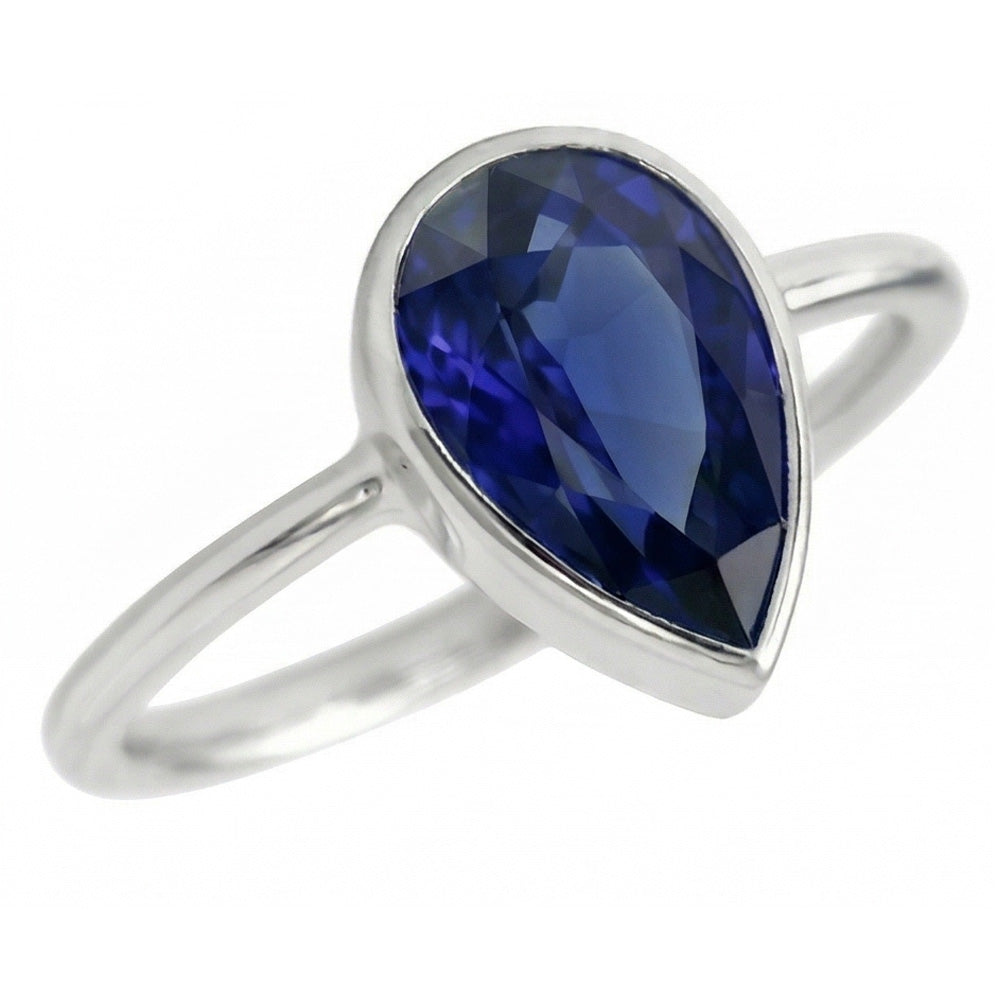Royal Blue Sapphire Colored Stone Ring 1.50-ct 14K White Gold – side view