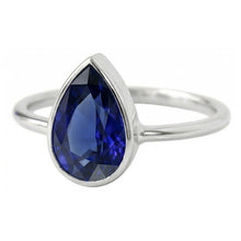 Real Royal Blue Sapphire Colored Stone Ring 1.50 ct 14K White Gold – angle view