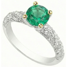 Natural Fine Emerald Precious Stone Ring 1.50 ct 14K Two Tone Gold – side view