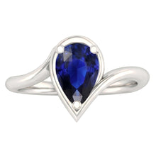 Cornflower Blue Sapphire Precious Stone Ring 1.50-ct White Gold – angle view