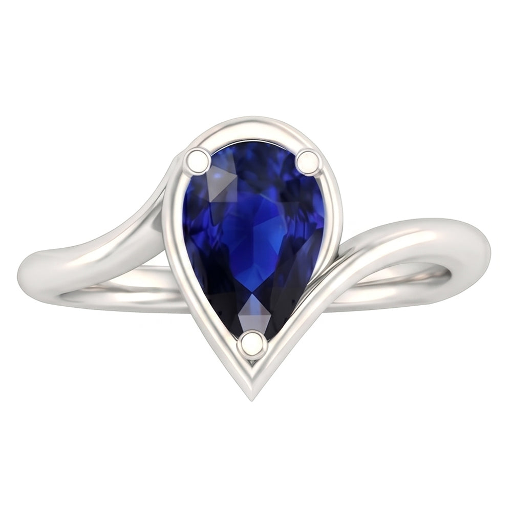 Cornflower Blue Sapphire Precious Stone Ring 1.50-ct White Gold – angle view