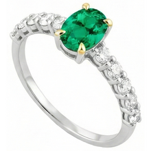 Earth-Mined Colombian Emerald Precious Stone Ring 2 ct 14K Two Tone Gold – side view
