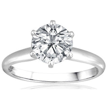 Natural Round 2 Carats Solitaire Engagement Ring White Gold 14K