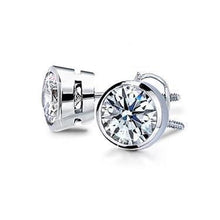 Round Bezel Set Diamond Stud Earring 1 Carat