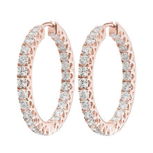 Natural Round Brilliant Cut 5.60 Carats Diamonds Hoop Earrings Rose Gold