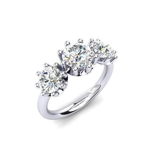 Natural Round Cut 3 Stone Sparkling 3.50 Carats Diamonds Ring