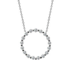 Natural Round Cut 6.80 Carats Diamonds Circle Pendant Necklace White Gold 14K