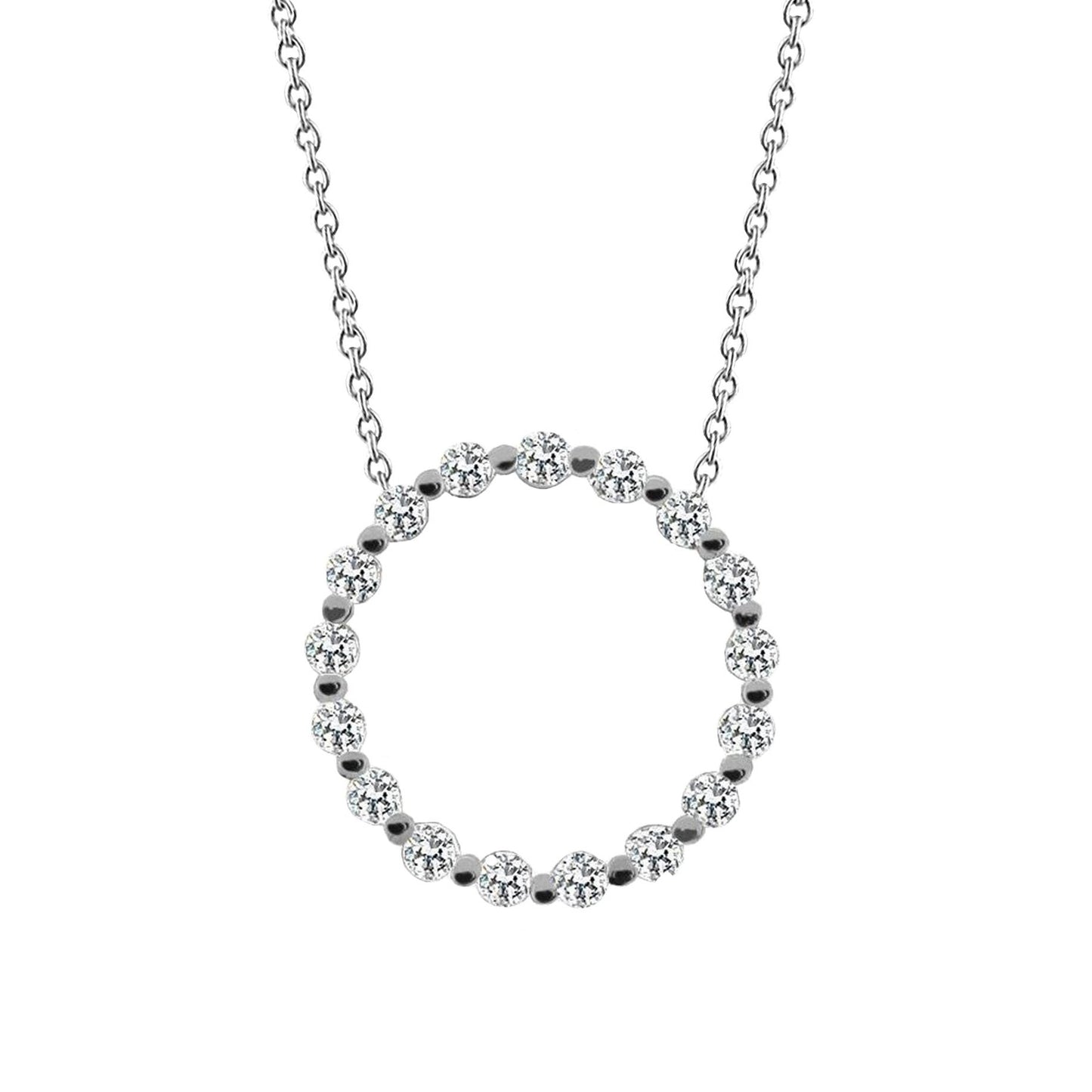 Natural Round Cut 6.80 Carats Diamonds Circle Pendant Necklace White Gold 14K