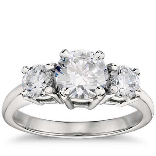 Natural Round Cut Three Stone 2.50 Carat Diamond Engagement Ring