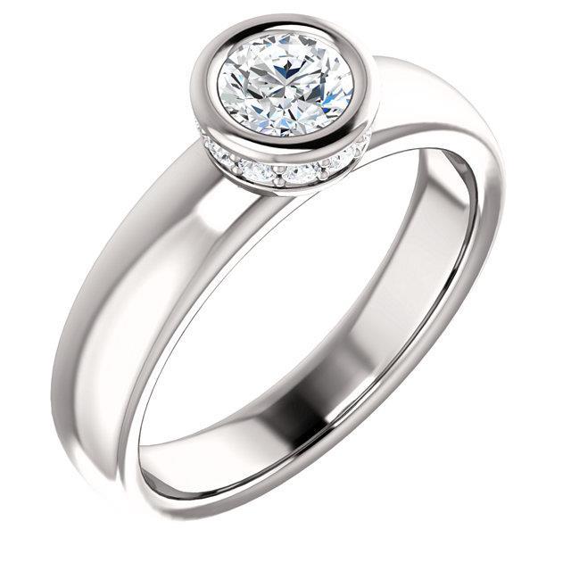 Natural Round Diamond Anniversary Ring 1.66 Carats Bezel and Prong Set
