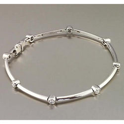Natural Round Diamond Bezel Set Bracelet 2.40 Carats F Vs1 White Gold Jewelry