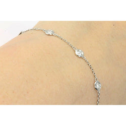 Natural Round Diamond By The Yard White Gold 14K Chain Bracelet 3 Ct