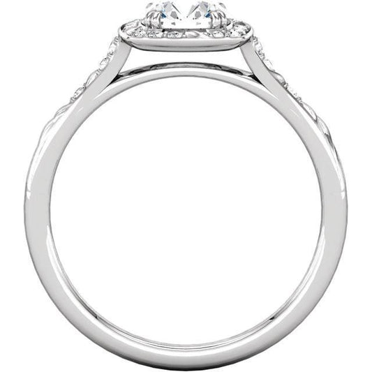 Natural Round Diamond Engagement Halo Ring 1.67 Carats White Gold 14K