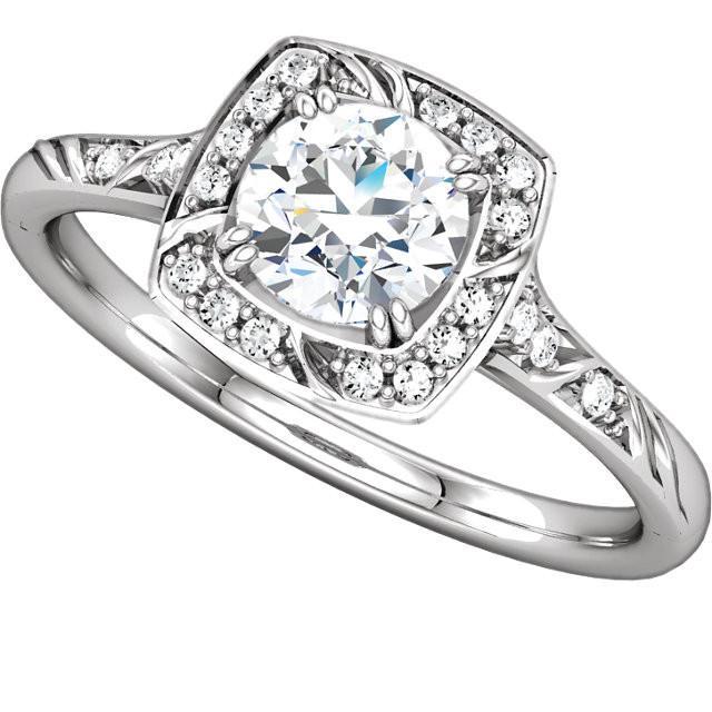 Natural Round Diamond Engagement Halo Ring 1.67 Carats White Gold 14K