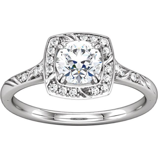 Natural Round Diamond Engagement Halo Ring 1.67 Carats White Gold 14K