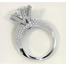 Natural Round Diamond Engagement Ring 7.50 Carats Pave Style White Gold 14K 3