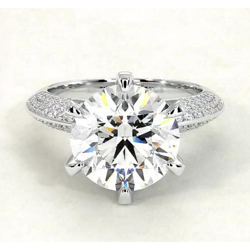 Natural Round Diamond Engagement Ring 7.50 Carats Pave Style White Gold 14K