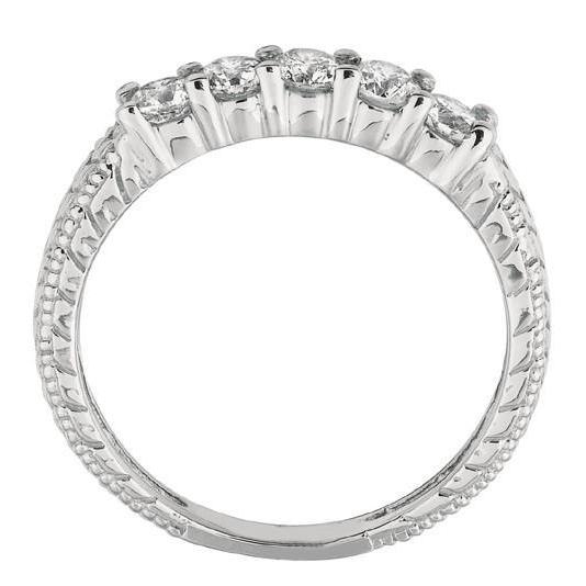 Natural Round Diamond Eternity Band Vintage Style White Gold 14K